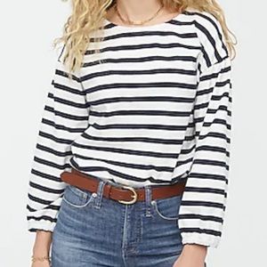J. Crew Mariner Cloth Puff Sleeve Stripe Top
